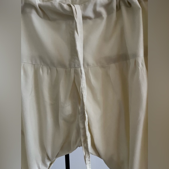Yoga harem long tights pants chooridaar style drawstring handcrafted Ivory color - Picture 3 of 6